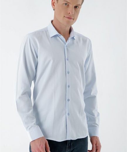 Мужская рубашка Slim Fit с итальянским воротником и узором, 55% хлопок, 45% полиэстер, без карманов, длинный рукав, без подкладки
