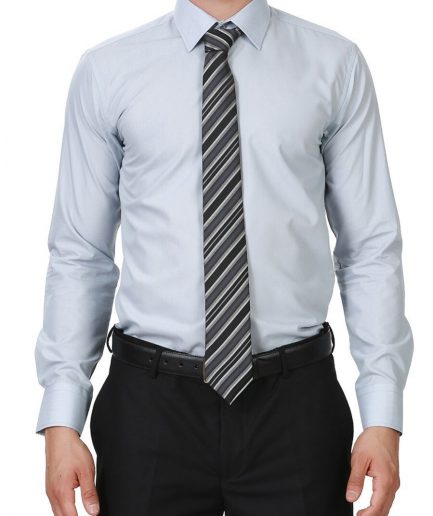 Мужская серая прямая рубашка с длинными рукавами Slim Fit с одним карманом