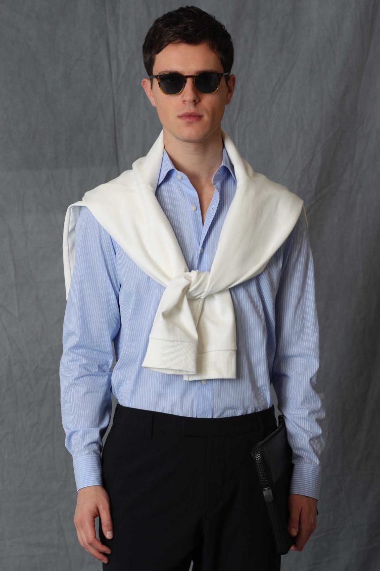 Синяя мужская умная рубашка Slim Fit