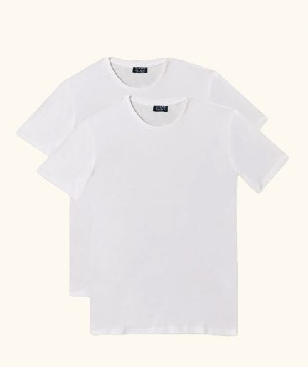 Мужская белая стандартная футболка с круглым вырезом, 100% хлопок, 2 штуки в упаковке, доступные размеры S, M, XL, 2XL