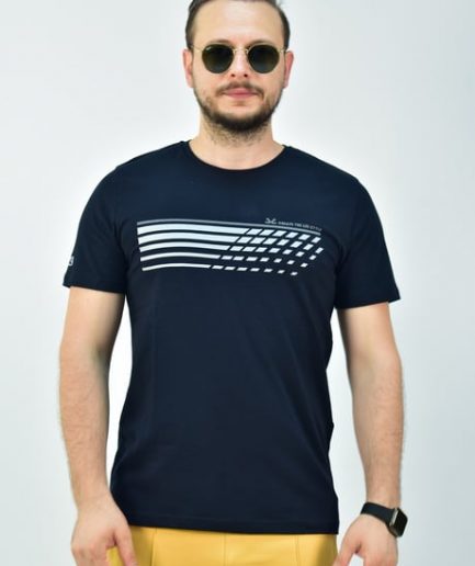 Мужская спортивная футболка Slimfit Escetic, 95% хлопок, дышащий, темно-синяя, стильная и удобная для каждодневного использования