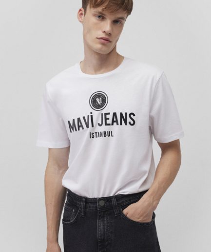 Белая футболка с принтом Mavi Jeans из коллекции логотипов, 100% хлопок, стильный дизайн, доступные размеры S, M, L, XL, XXL