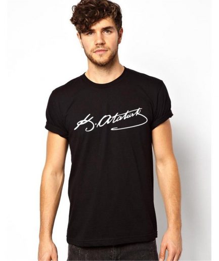 Черная футболка с подписью К. Ататюрка, размеры S, M, L, XL, XS