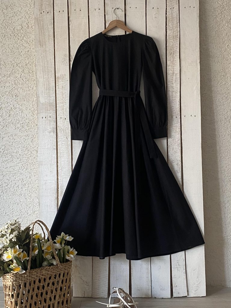Длинное чёрное платье из поплина, 100% хлопок, размер S-3XL, длина 135 см, подходит для стирки в низкотемпературном режиме