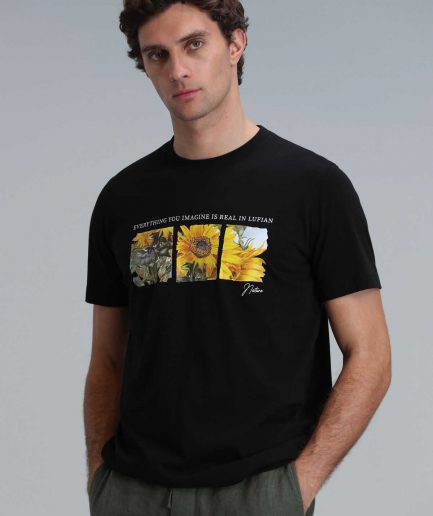 Современная графическая футболка June черного цвета размера S, M, L, XL, XXL, 3XL, XS