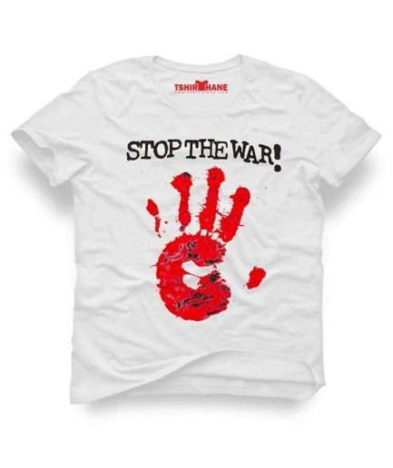 МужскаяSlim Fit футболка с принтом "Stop The War" в белом цвете