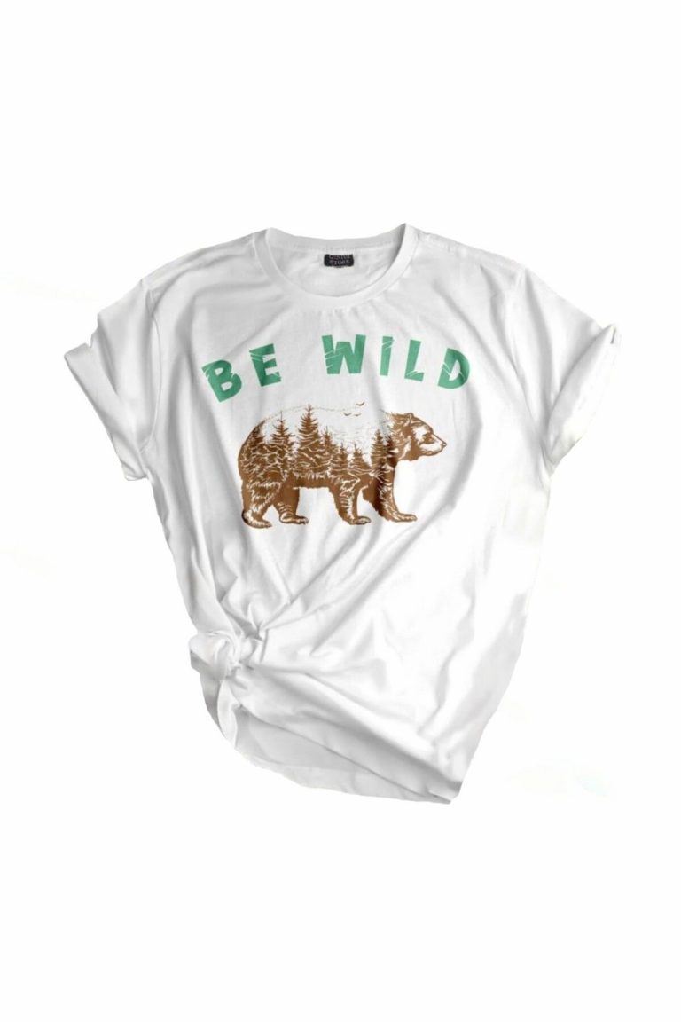 Унисекс футболка с принтом для активного отдыха, стандартный крой, цвет: BE WILD AYI, размеры: XL, 2XL, L, M