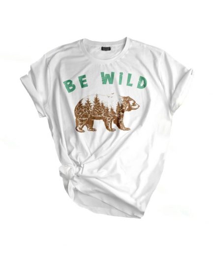 Унисекс футболка с принтом для активного отдыха, стандартный крой, цвет: BE WILD AYI, размеры: XL, 2XL, L, M