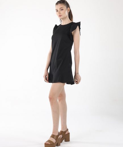 Черное мини-платье с volanami, 100% хлопок, размеры S, M, L, XL, для изысканного стиля