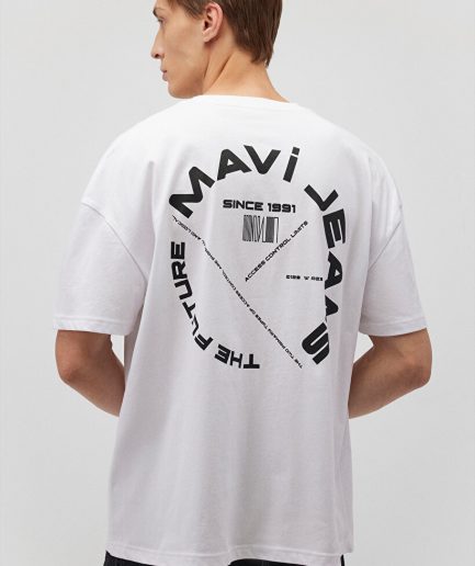 Мужская белая футболка с принтом на спине Mavi Jeans из 100% хлопка, размеры S, M, L, XL, XXL