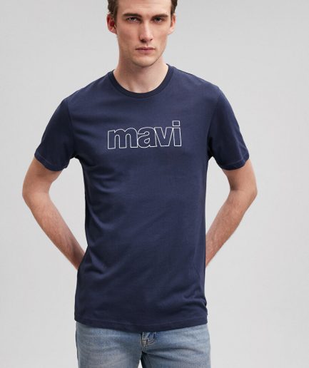 Темно-синяя футболка с логотипом MAVI из 100% хлопка, доступна в размерах S, M, L, XL, XXL