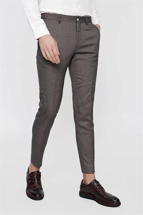 Узкие брюки для мужчин Morven серого цвета, с рисунком, Slim Fit, 44 размер, полиэстер 60%, вискоза 40%, карманы по бокам, застежка на пуговицу и молнию