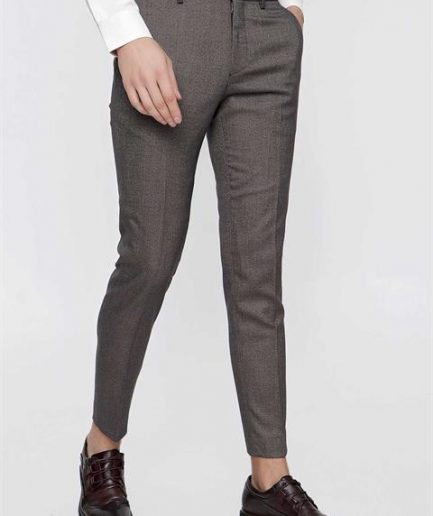 Узкие брюки для мужчин Morven серого цвета, с рисунком, Slim Fit, 44 размер, полиэстер 60%, вискоза 40%, карманы по бокам, застежка на пуговицу и молнию