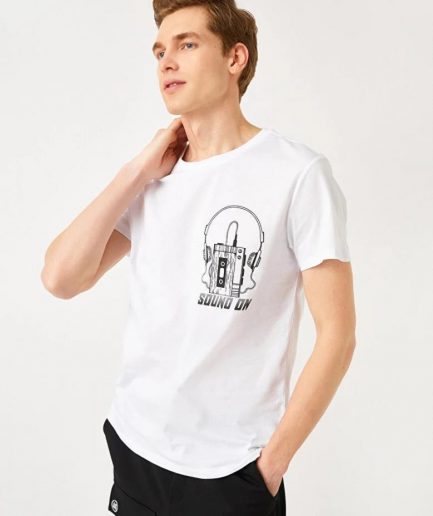 Мужская футболка Slim Fit с принтом из 100% хлопка, белая, размеры XL и XXL