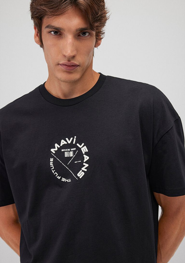 Черная футболка с принтом на спине от Mavi Jeans для мужчин, 100% хлопок, доступна в размерах S, M, L, XL, XXL