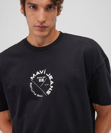 Черная футболка с принтом на спине от Mavi Jeans для мужчин, 100% хлопок, доступна в размерах S, M, L, XL, XXL