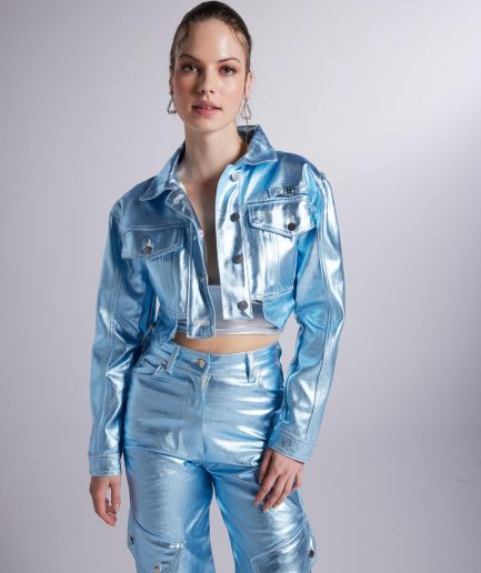 Куртка Millen, синяя, модель XS, укороченная с отделкой из фольги