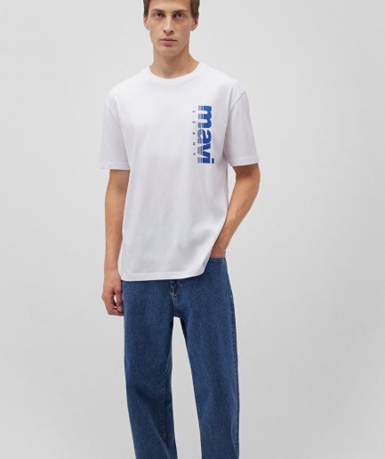 Белая футболка с логотипом Mavi Jeans из 100% хлопка, доступна в размерах S, M, L, XL, XXL