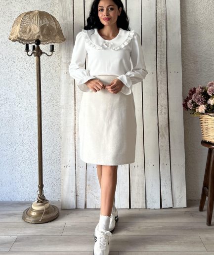 Короткая юбка из кашемира с узким кроем, 30% шерсти, длина 55-60 см, доступна в размерах 1, 2 и 3