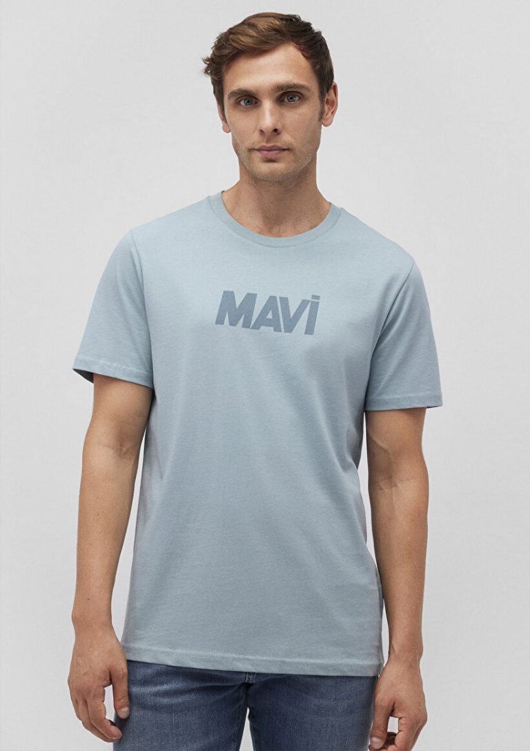 Футболка синего цвета с логотипом MAVI из 100% хлопка, доступна в размерах S, M, L, XL, XXL, стильный и комфортный выбор
