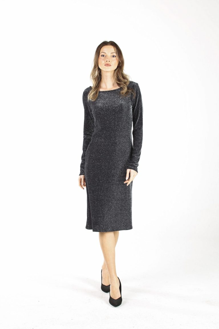 Платье ALİSDRESS с серебряными блестками, длинные рукава, вырез на спине, размер S, цвет: серебряный, длина 104 см, подходит для утонченного стиля