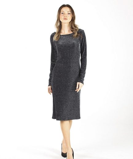 Платье ALİSDRESS с серебряными блестками, длинные рукава, вырез на спине, размер S, цвет: серебряный, длина 104 см, подходит для утонченного стиля