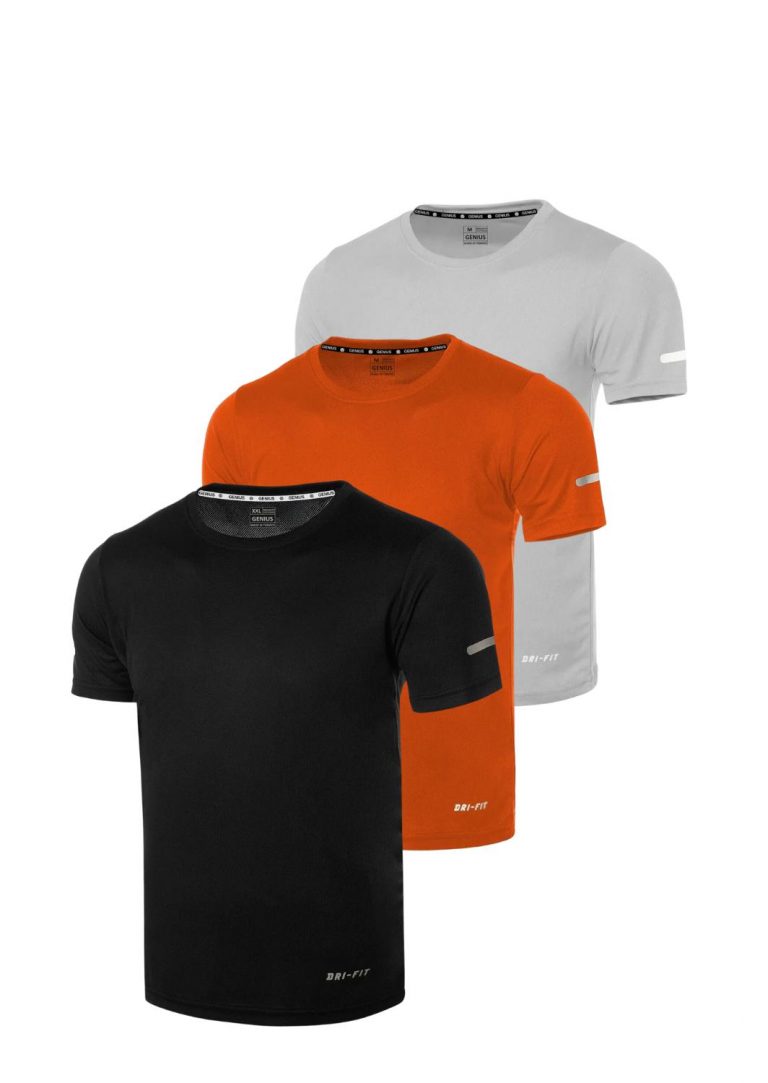 Мужская спортивная футболка DRIFIT-KISAKOL3, 3 штуки, быстросохнущая, влаговыводящая, для активных тренировок, черно-оранжевая, серая, размеры S-2XL