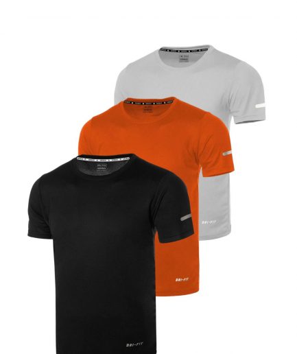 Мужская спортивная футболка DRIFIT-KISAKOL3, 3 штуки, быстросохнущая, влаговыводящая, для активных тренировок, черно-оранжевая, серая, размеры S-2XL