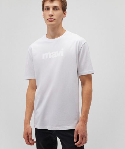 Белая футболка с принтом логотипа Mavi из 100% хлопка, доступна в размерах S, M, L, XL, XXL, XS