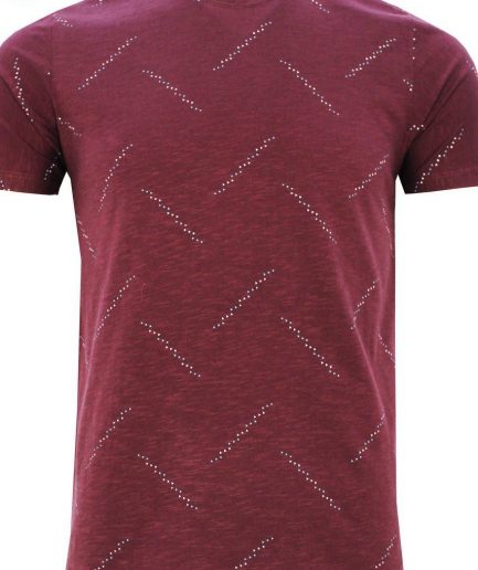 Мужская бордовая футболка slim fit с принтом и воротником-стойкой, 95% хлопок, 5% эластан, размеры: M, L, XL, 2XL, произведено в Турции