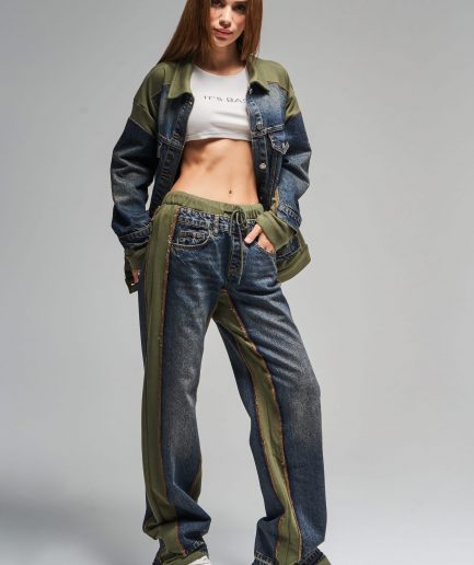 Женские джинсы loose fit двойного дизайна в цвете деним размер 34-42