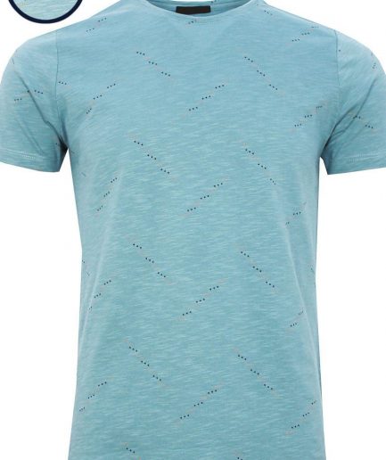 Мужская бирюзовая футболка slim fit с принтом