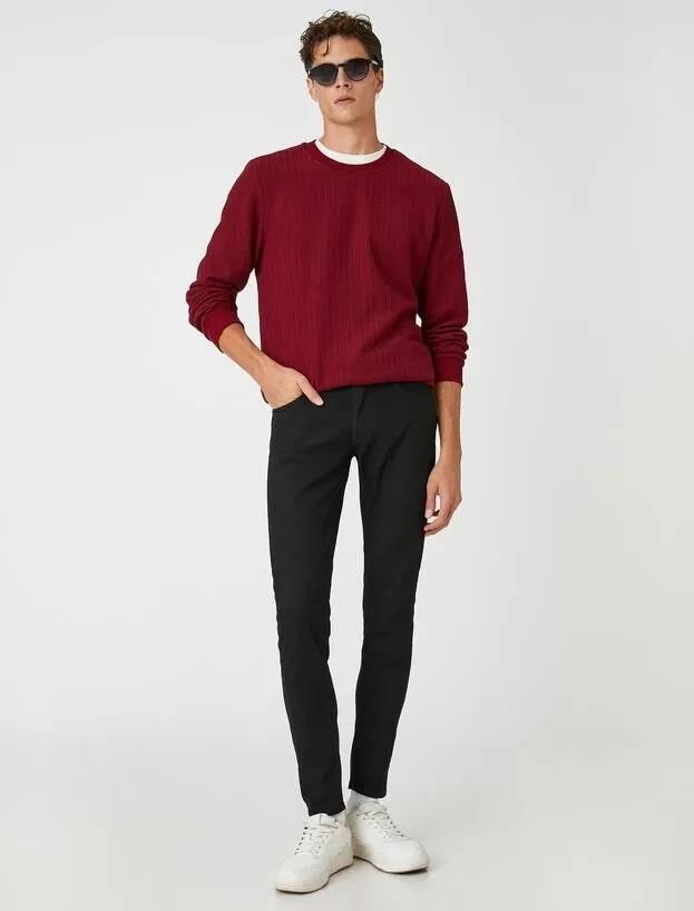 Джинсы Koton мужские Skinny Fit — черные, размер 34/32, низкая талия, узкий крой, облегают ноги и сужаются к щиколотке