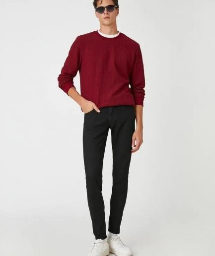 Джинсы Koton мужские Skinny Fit — черные, размер 34/32, низкая талия, узкий крой, облегают ноги и сужаются к щиколотке