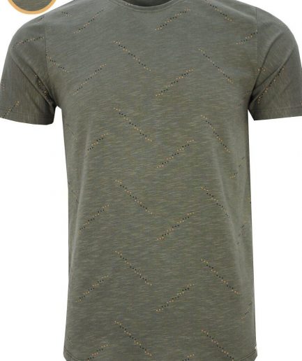 Мужская зелёная футболка slim fit с круглым вырезом и принтом, 95% хлопок, 5% эластан, размер M, бережная стирка при 30 градусах