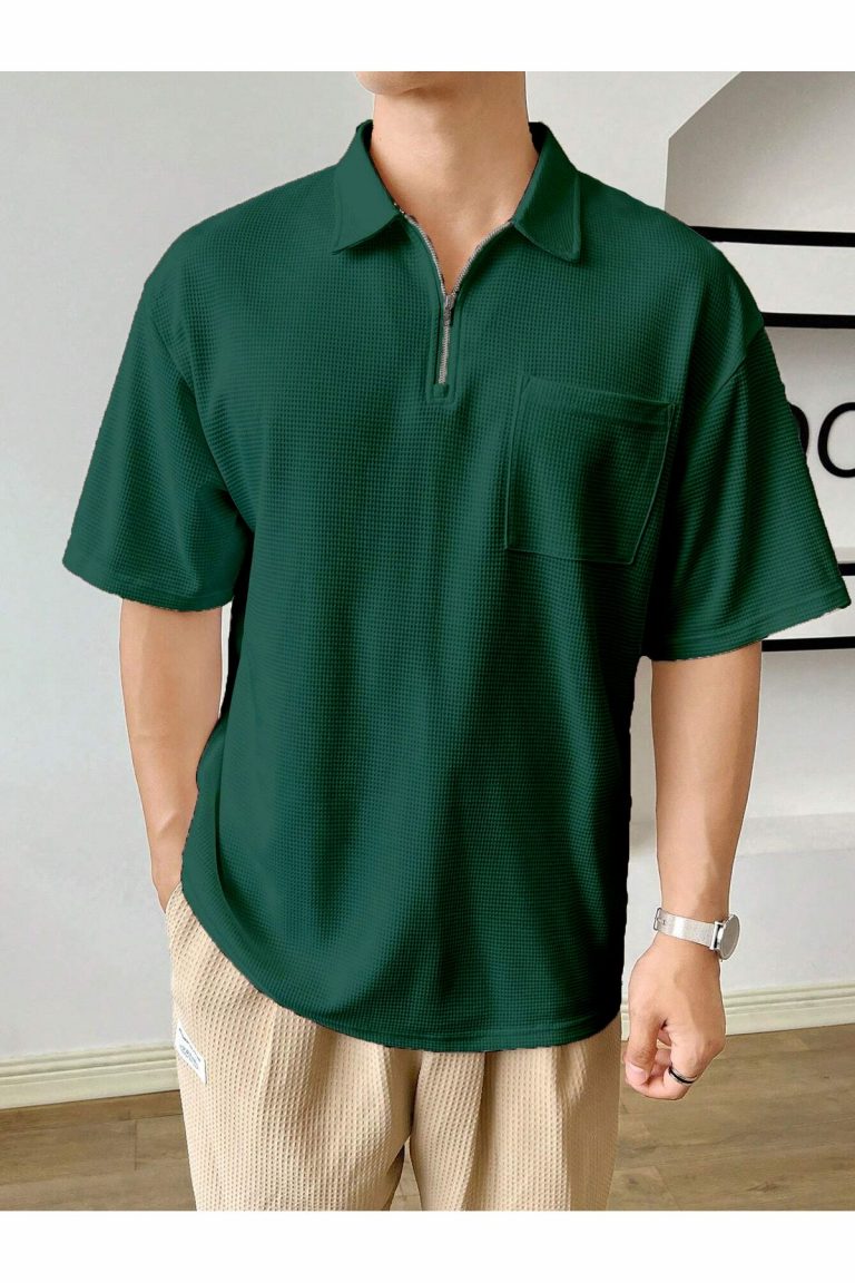 Мужская футболка oversize с поло и карманом, 80% хлопок, 20% полиэстер, летняя коллекция, доступна в размере L, цвет: нефть