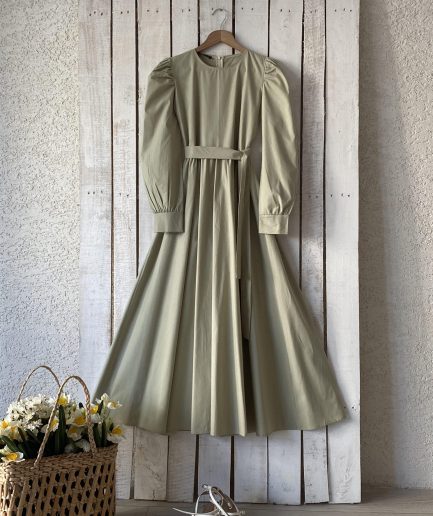 Длинное мягкое зеленое платье из поплина из 100% хлопка, размеры от S до 3XL, подходит для стирки при 30° и глажки при 150°