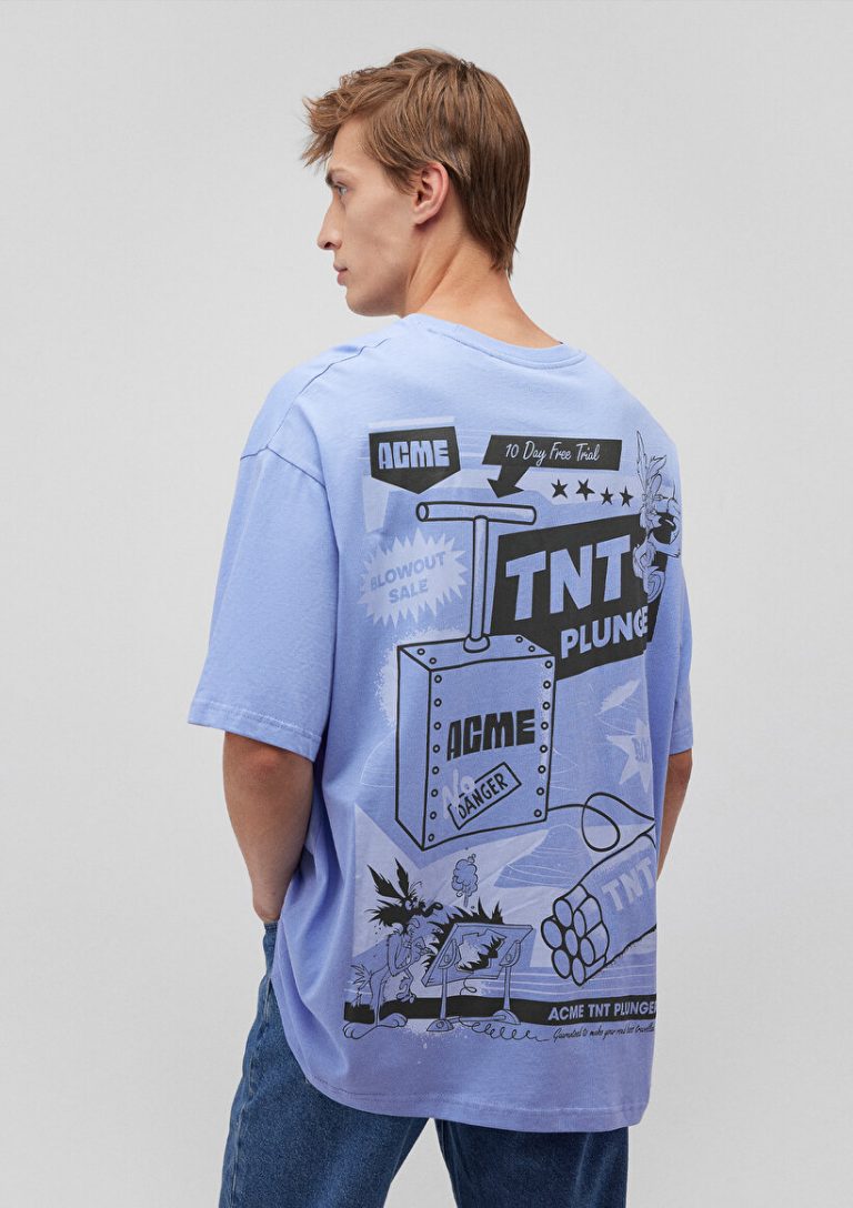 Футболка с принтом Road Runner, фиолетовая, от бренда MAVI, размеры S, M, L, XL, XS, 78% хлопка, 22% лен