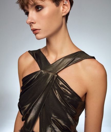 Платье Gold Moda Tutkusu с завязками, 95% полиэстер, 5% ликра, размер 36, идеальная посадка, стильный дизайн