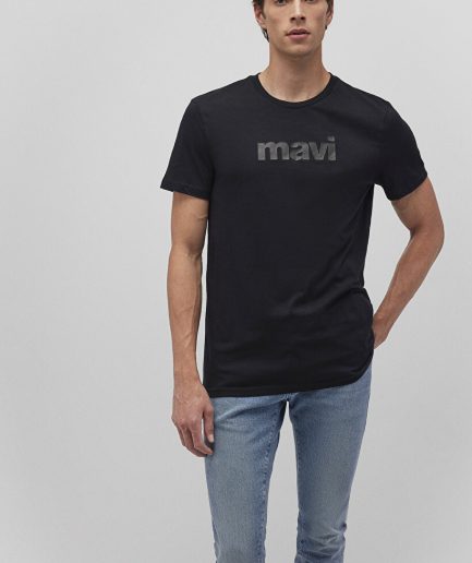 Черная футболка с печатью логотипа Mavi из мужской коллекции, 100% хлопок, размеры: S, M, L, XL, XXL, XS