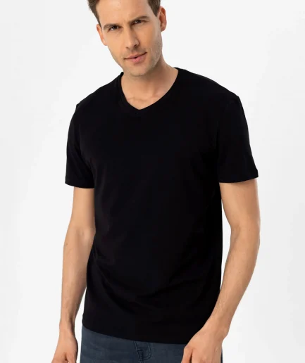 Модель футболки с округлым вырезом, Slim Fit, белая, 97% хлопок, 3% эластан, Турецкое производство