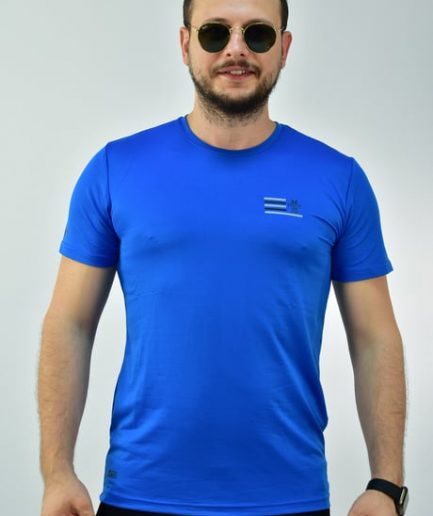 Мужская спортивная футболка Escetic Bayrak Mavisi slimfit из жаккардового супрема, дышащая, легкая, для активного отдыха и спорта, размер XL