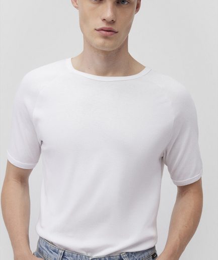 Белая футболка с рибаной, 100% хлопок, slim fit, круглый вырез, короткий рукав, супер мягкая ткань, доступна в размерах S, M, L, XL, XXL