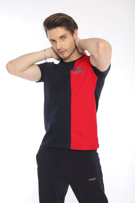 Эскетик темно-синий мужской спортивный T-Shirt из дышащего хлопка, Regular Fit, 100% местное производство, легкий и удобный, 70% хлопок, 30% полиэстер, стильный дизайн