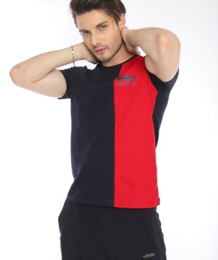 Эскетик темно-синий мужской спортивный T-Shirt из дышащего хлопка, Regular Fit, 100% местное производство, легкий и удобный, 70% хлопок, 30% полиэстер, стильный дизайн