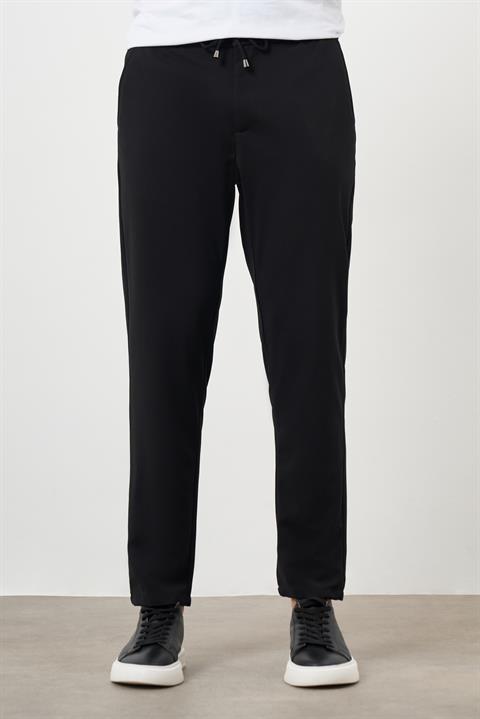 Черные спортивные брюки Morven для мужчин Slim Fit, 97% полиэстер, 3% эластан, карманы сбоку, размер 44, стильный и удобный выбор