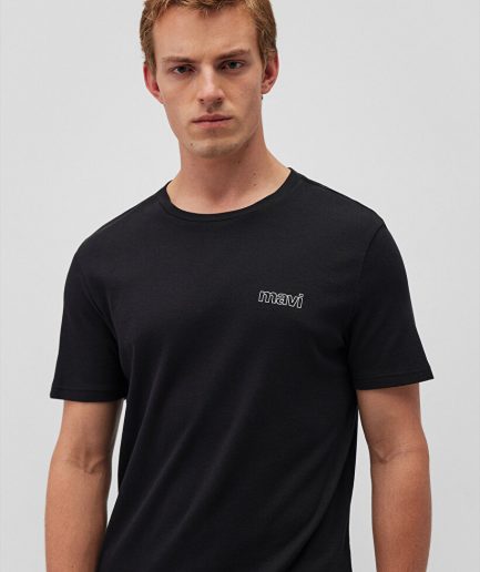 Чёрная футболка с логотипом Mavi, 100% хлопок, slim fit, короткий рукав, размеры S-XXL