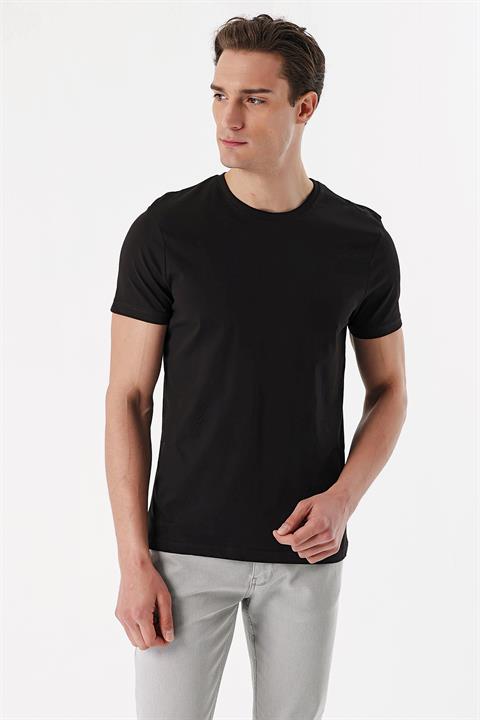 Мужская черная футболка с круглым вырезом, slim fit, 100% хлопок, короткий рукав, без карманов, для стильного образа