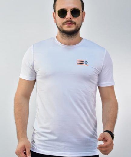Мужская спортивная футболка Slimfit с узором и круглым вырезом от Escetic, белая, легкая и дышащая, идеальна для повседневного ношения и спорта