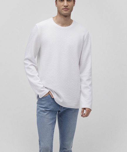 Техническая белая футболка с длинным рукавом из 100% хлопка, slim fit, с круглым вырезом, от бренда MAVI, размеры S, M, L, XL, XXL